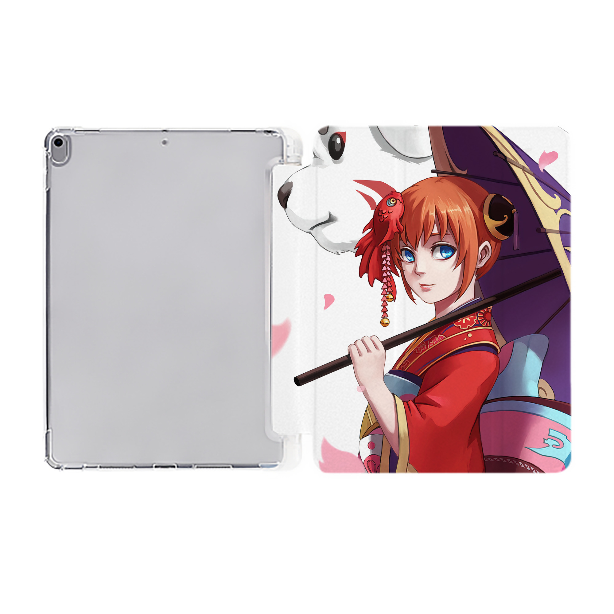 ぎんたま 坂田銀時（さかたぎんとき） 神楽 志村新八（しむら しんぱち） GINTAMA Sakata Gintoki Kagura Shimura Shinpachi IPad ケース ペン収納付き 三つ折りスタンド PUレザー×シリコン 対応機種9.5/10.5/10.9インチ